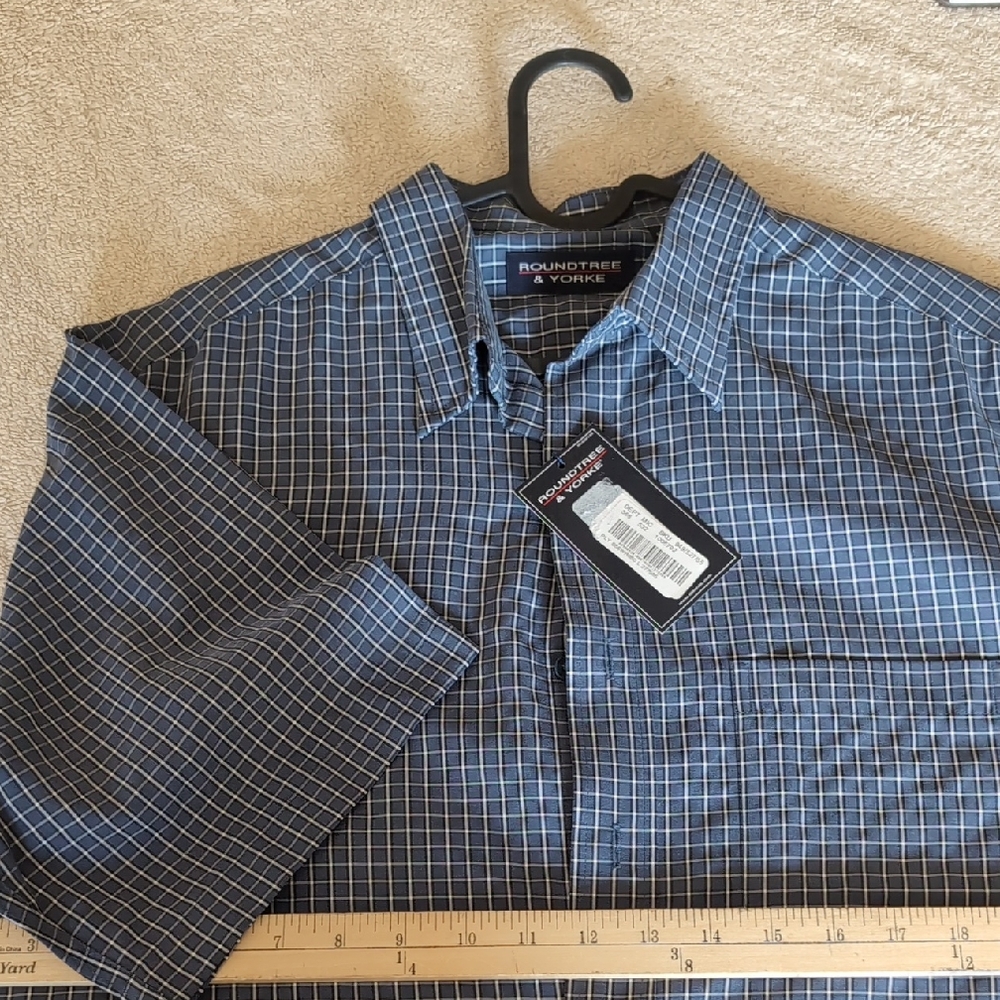 Roundtree & Yorke Blue Casual Button Down Shirt